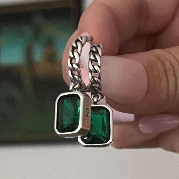 The Emerald Punk Rock drop earrings in 925 silver - Picture 3 of 11